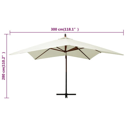 Vidaxl Sombrilla Colgante Con Poste De Madera Blanco Arena 300 Cm_2