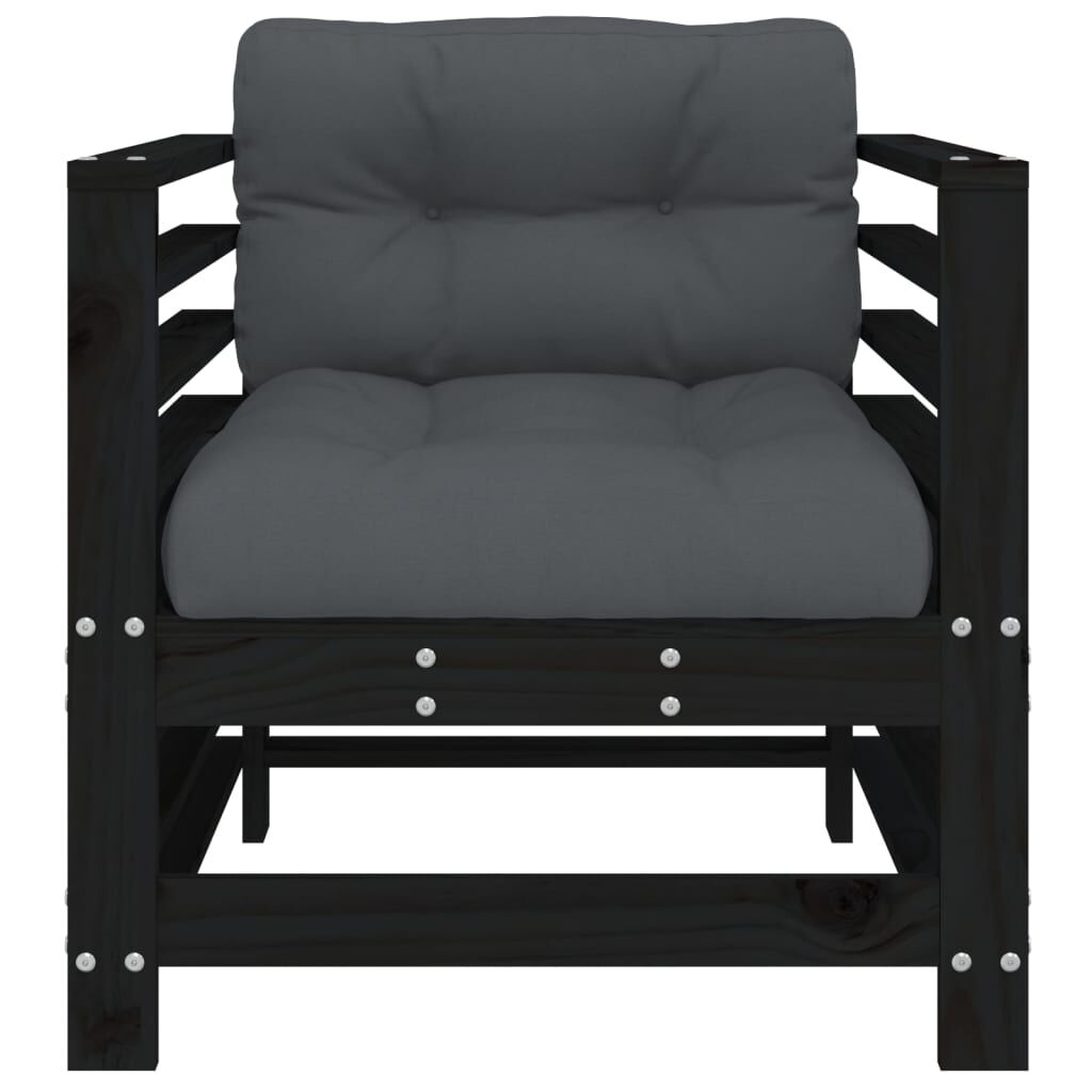Vidaxl Sillones De Jardín Con Cojines 2 Uds Madera Maciza Pino Negro_3