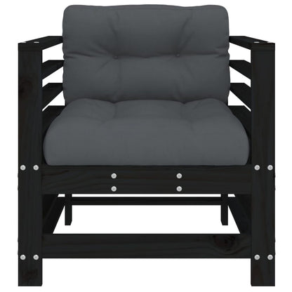 Vidaxl Sillones De Jardín Con Cojines 2 Uds Madera Maciza Pino Negro_3