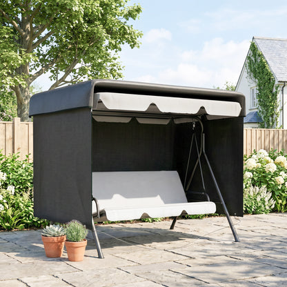 Outsunny Funda Balancín Jardín Con Cremallera 215x155x150 Cm Negro_1
