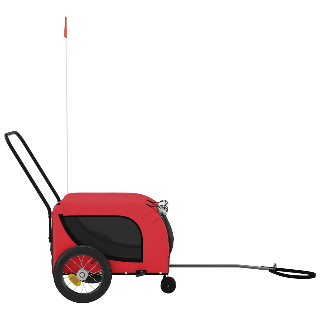 Remolque De Bicicleta Mascotas Hierro Tela Oxford Rojo Negro_4