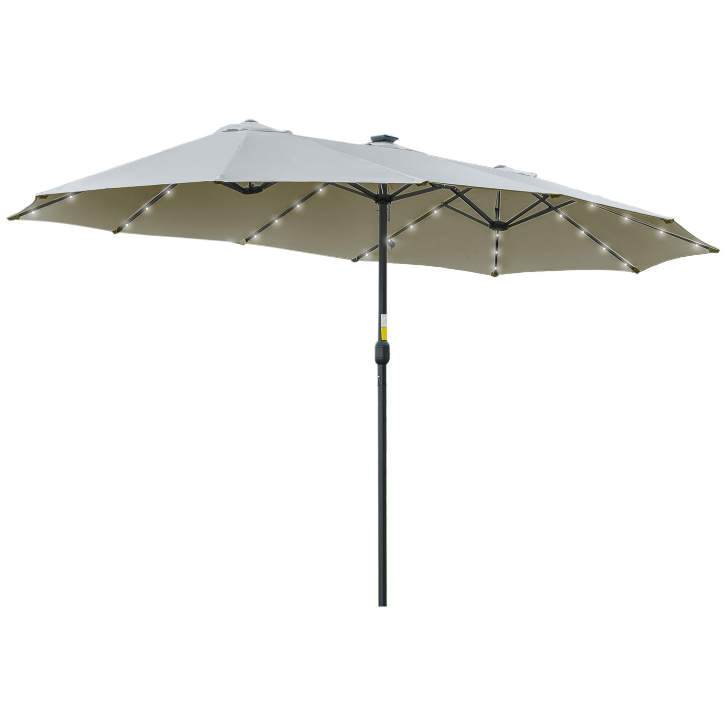Outsunny Sombrilla Doble De Jardín Con 48 Luces Led Solar 450x265x240 Cm Gris_0
