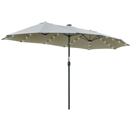 Outsunny Sombrilla Doble De Jardín Con 48 Luces Led Solar 450x265x240 Cm Gris_0