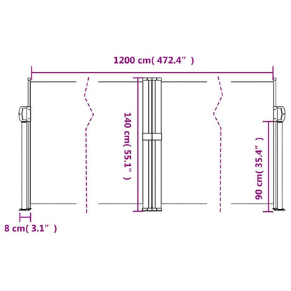Vidaxl Toldo Lateral Retráctil Gris Taupe 140x1200 Cm_2