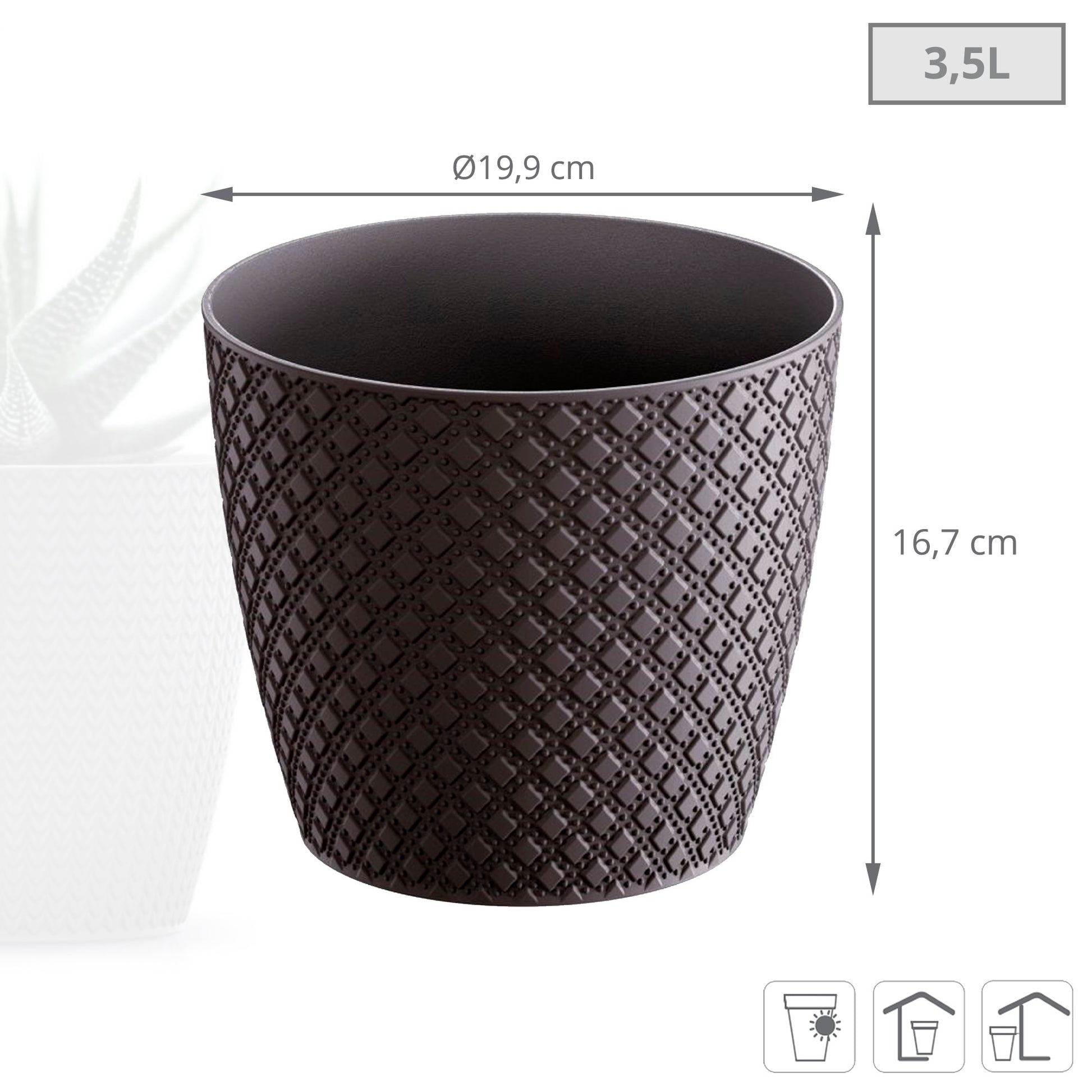 Maceta Orient 3,5l., Dimensiones (mm) 189x189x167, Color Antracita_2