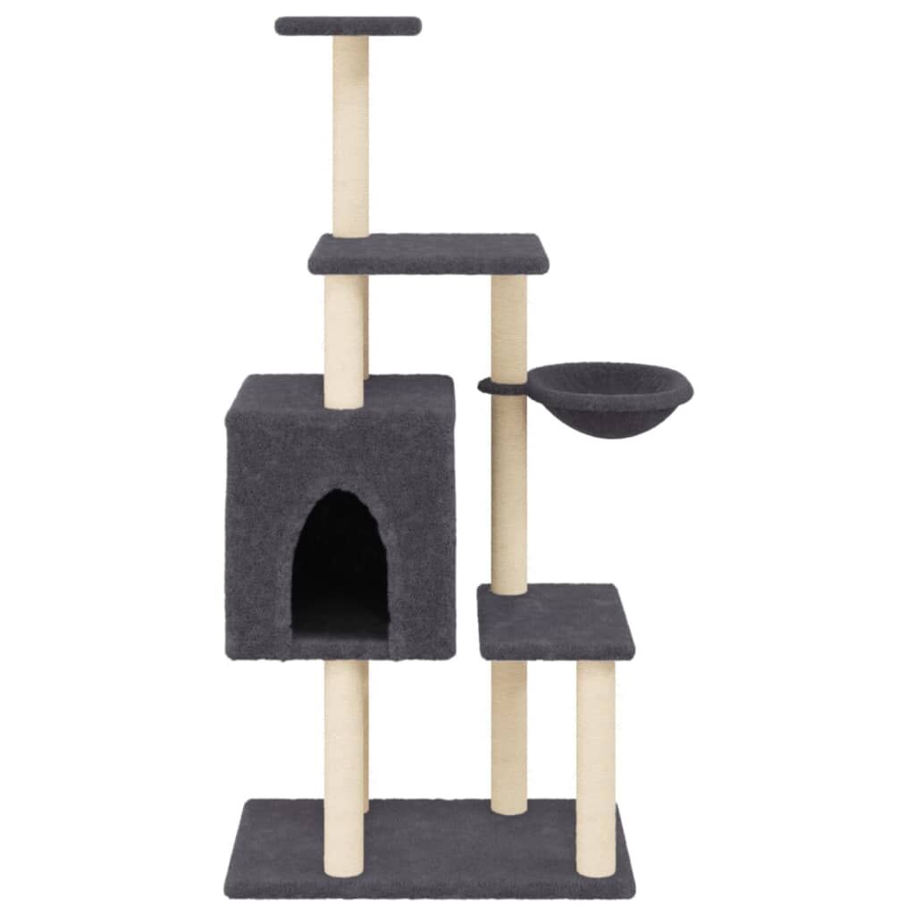 Vidaxl Rascador Para Gatos Con Postes De Sisal Gris Oscuro 131 Cm_3