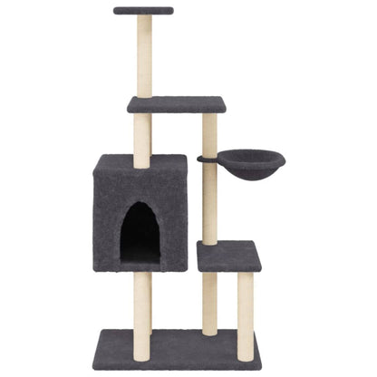 Vidaxl Rascador Para Gatos Con Postes De Sisal Gris Oscuro 131 Cm_3