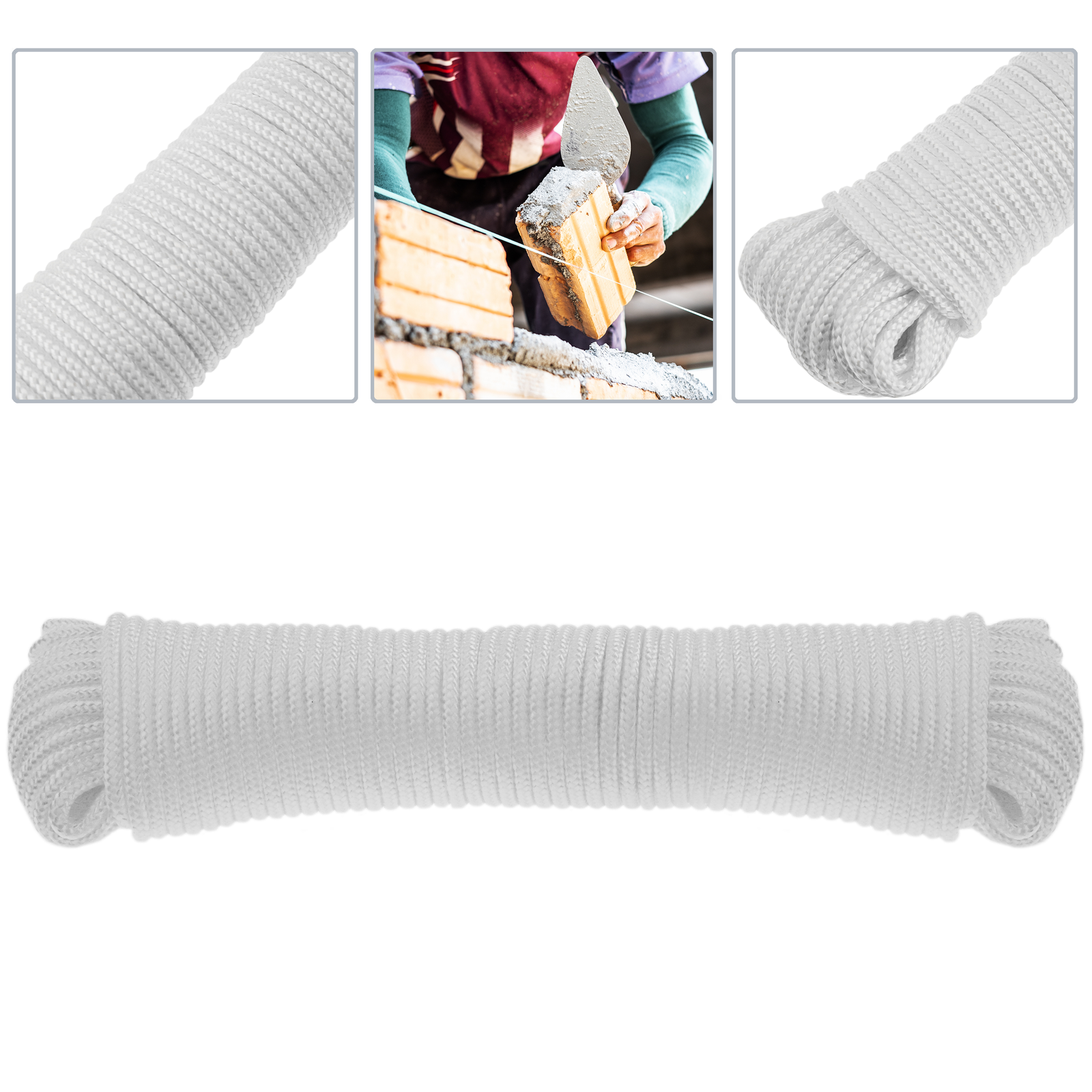 Cuerda Trenzada De Nailon 20 M X 3 Mm Blanca_1