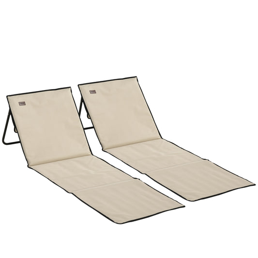 Outsunny Conjunto De 2 Esterillas De Playa Plegable 142x51x40 Cm Beige_0