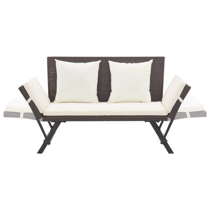 Vidaxl Banco De Jardín Con Cojines Ratán Sintético Marrón 176 Cm_4