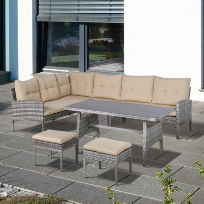 Outsunny Conjunto De Muebles De Jardín 6 Piezas De Ratán Sofás De 2 Plazas_1