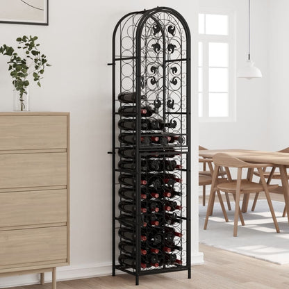 Botellero Para 73 Botellas Hierro Forjado Negro 45x36x200 Cm_0