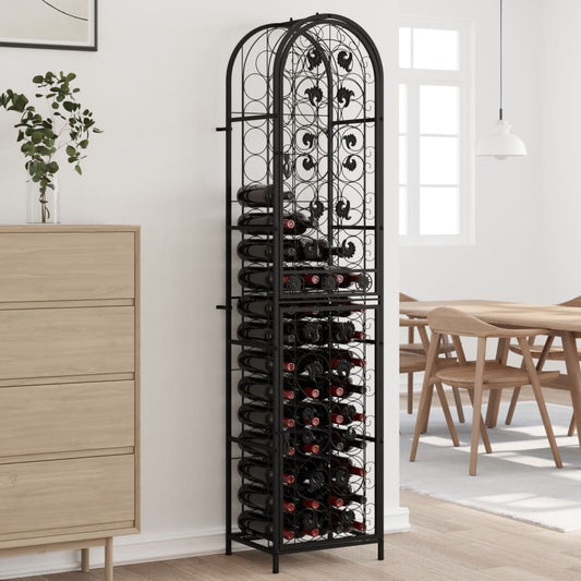 Botellero Para 73 Botellas Hierro Forjado Negro 45x36x200 Cm_0