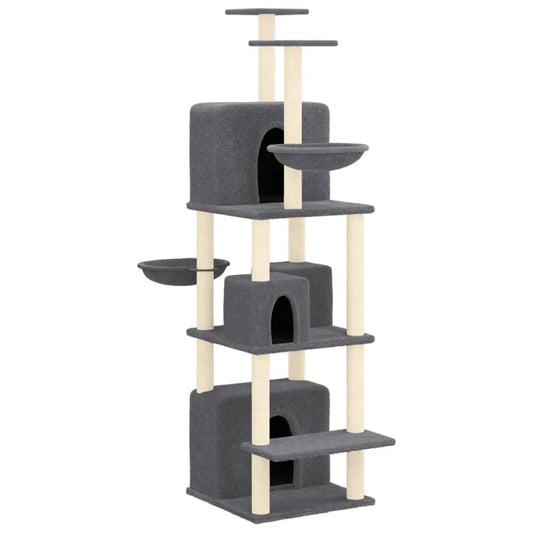 Vidaxl Rascador Para Gatos Con Postes De Sisal Gris Oscuro 180 Cm_0