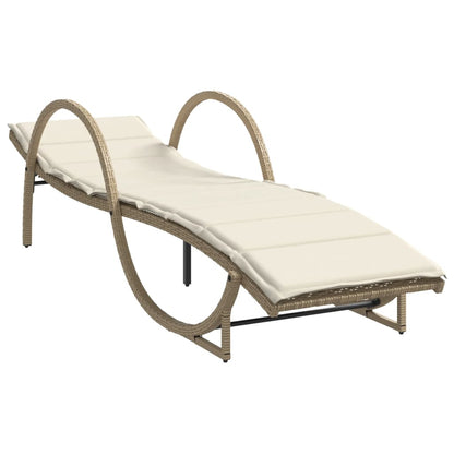 Tumbona Con Cojín Ratán Sintético Beige 60x199x42 Cm / Vetonek_3