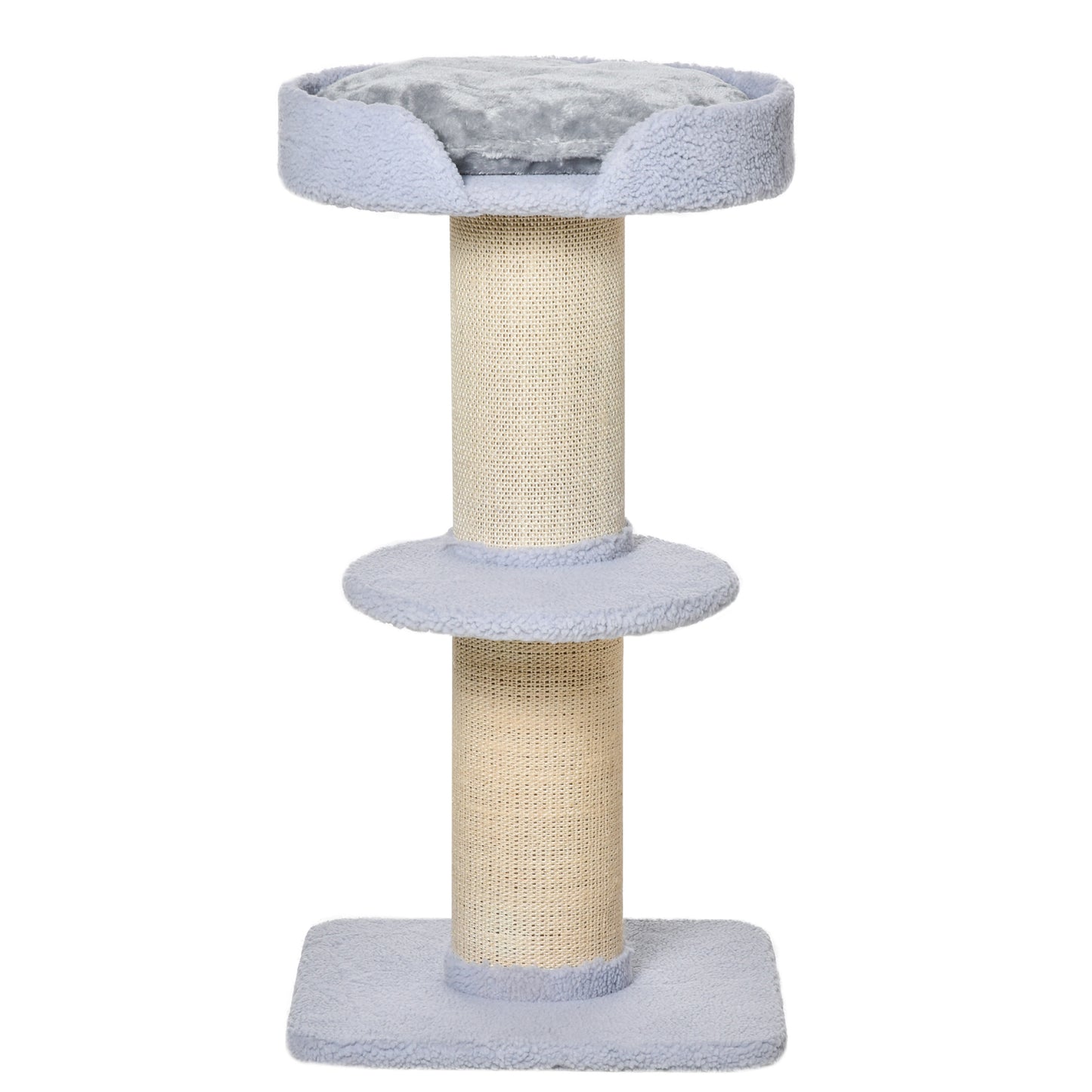 Pawhut Árbol Rascador Para Gatos Altura 91 Cm De 3 Niveles 45x45x91cm Azul Claro_3