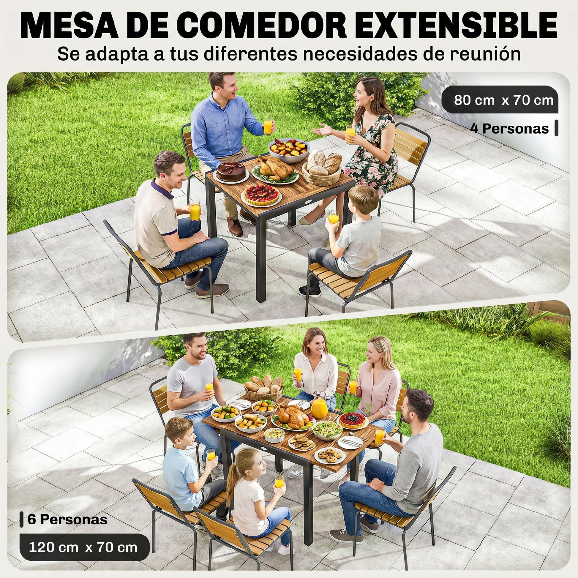 Outsunny Mesa De Jardín Extensible 120/80x70 Cm_3