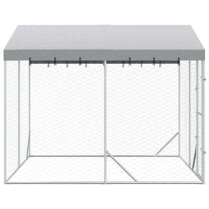 Perrera De Exterior Con Techo Acero Galvanizado Plata 3x3x2,5 M_4