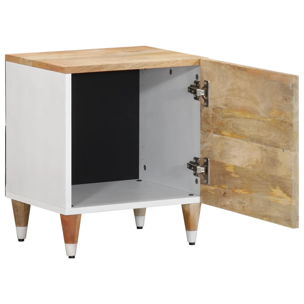 Mesita De Noche De Madera Maciza De Mango 40x33,5x46 Cm_1