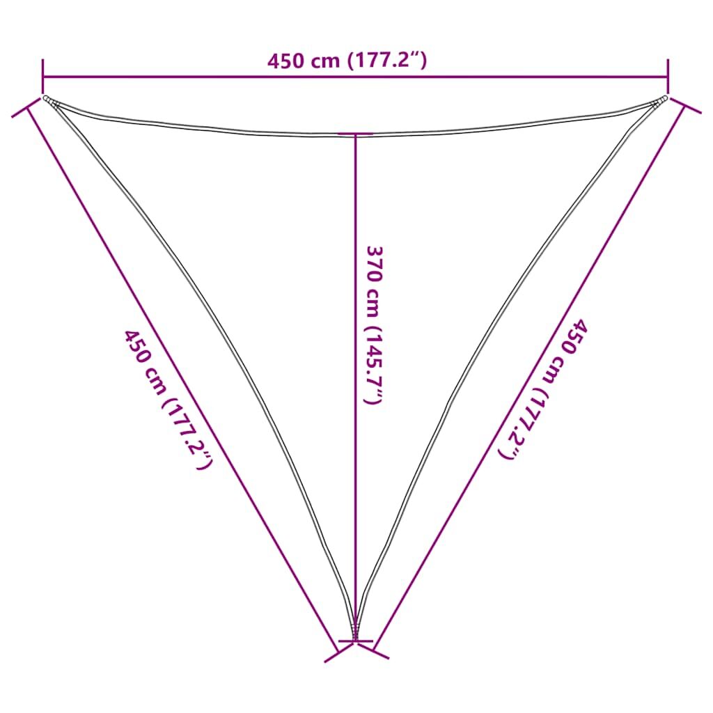 Vidaxl Toldo De Vela Triangular Hdpe Azul 160 G/m² 4,5x4,5x4,5 M_2