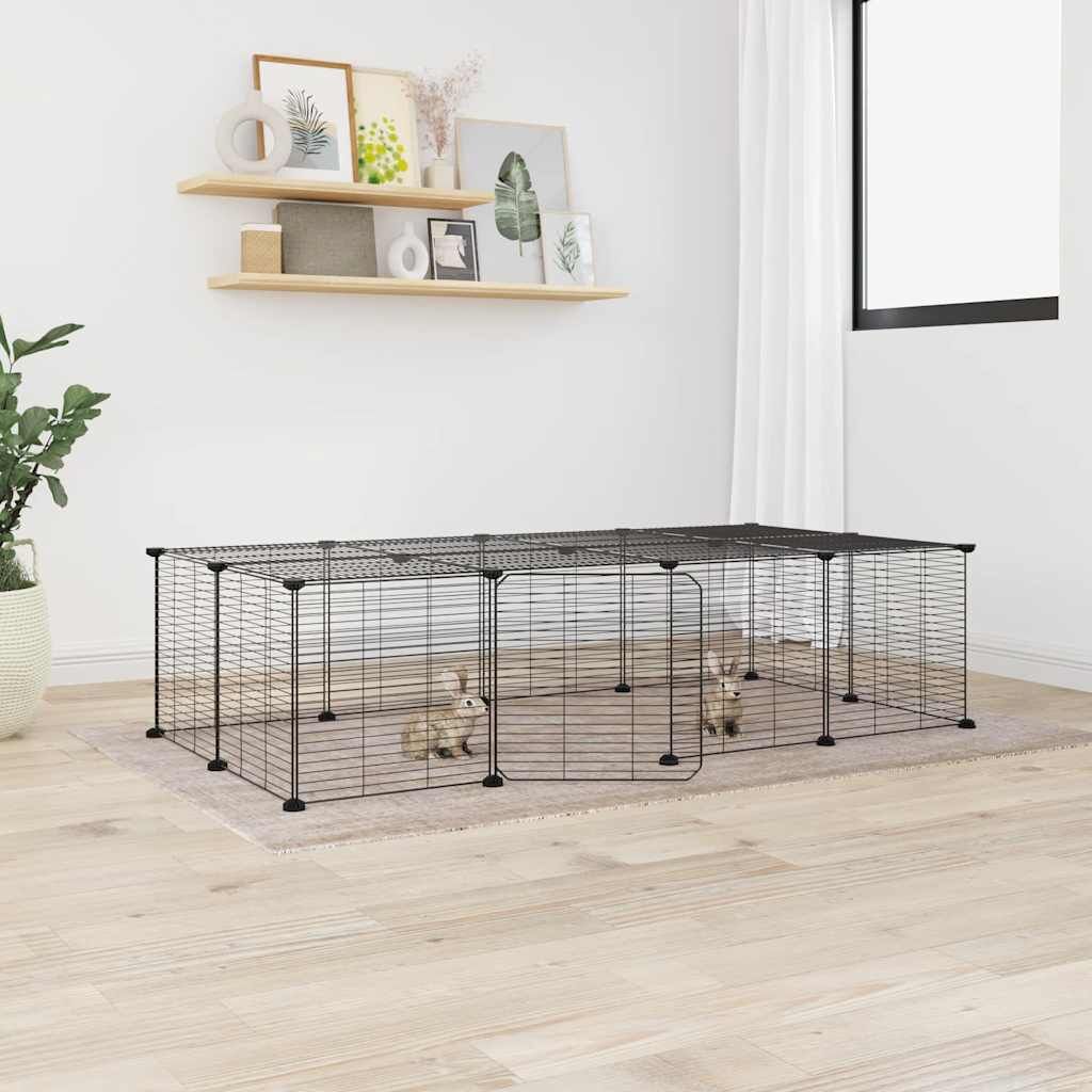 Vidaxl Jaula Para Mascotas De 20 Paneles Puerta Acero Negro 35x35 Cm_1
