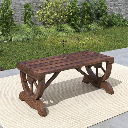 Outsunny Banco De Jardín Con Ruedas Decorativas 98x50x39,5 Cm Carbonizado_3