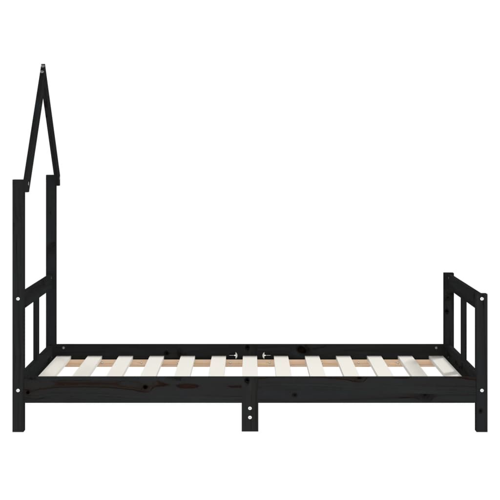Vidaxl Estructura De Cama Para Niños Madera De Pino Negro 80x160 Cm_4