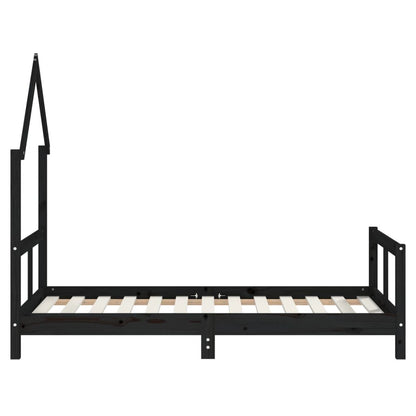 Vidaxl Estructura De Cama Para Niños Madera De Pino Negro 80x160 Cm_4