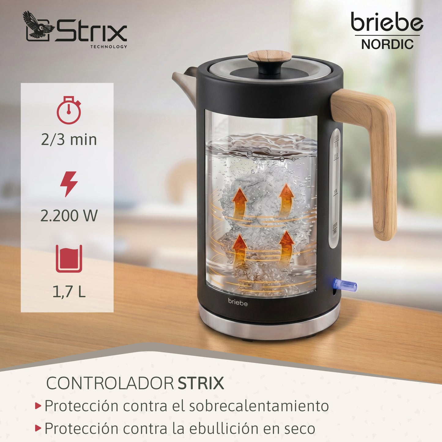 Briebe Nordic Set Cafetera Espresso 20 Bares, Tostadora Pan 2 Rebanadas, Hervidor Eléctrico Agua 1,7l, Skt1209blk, Negro_3