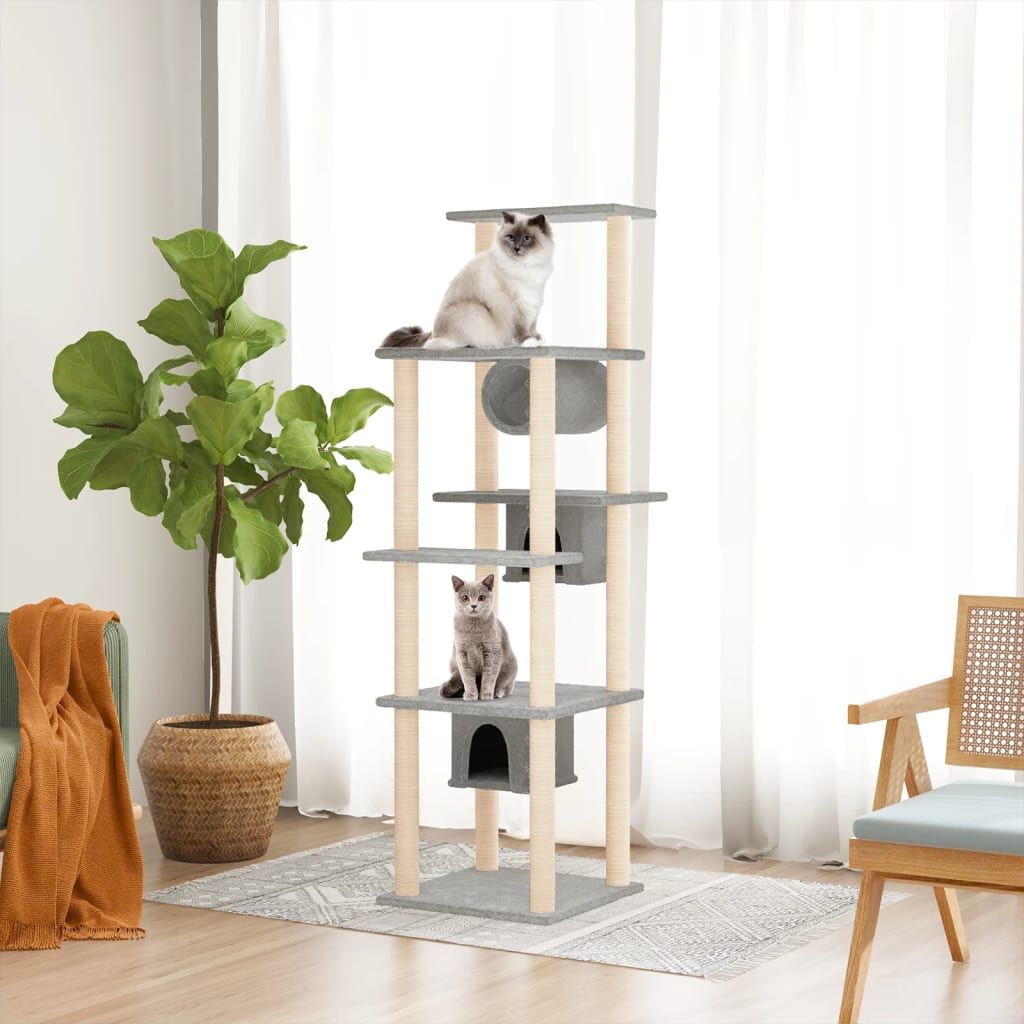 Vidaxl Rascador Para Gatos Con Postes De Sisal Gris Claro 169 Cm_1