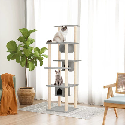 Vidaxl Rascador Para Gatos Con Postes De Sisal Gris Claro 169 Cm_1