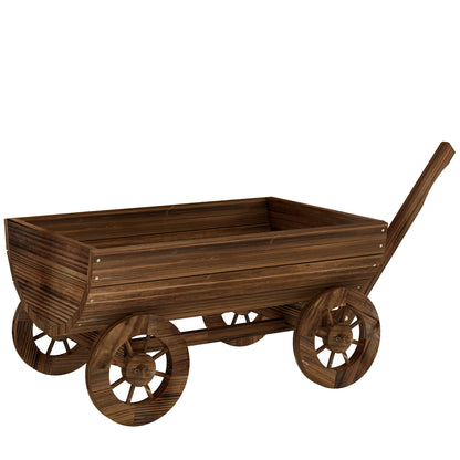 Outsunny Carrito De Madera Con 4 Ruedas Y Mango Drenaje 115x40x54,5 Cm_0