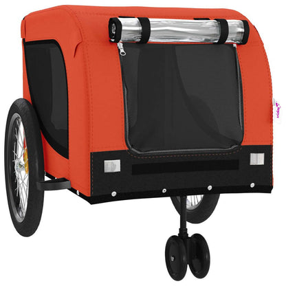 Vidaxl Remolque De Bicicleta Mascotas Hierro Tela Oxford Naranja Negro_3