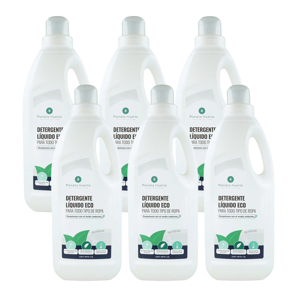 Pack 6xDetergente Líquido Ropa ECO Sín Perfume  Planeta Huerto 1,5 Litros