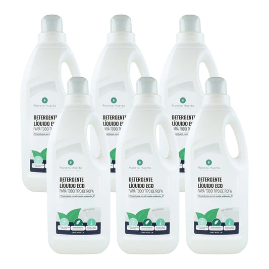 Pack 6xDetergente Líquido Ropa ECO Sín Perfume  Planeta Huerto 1,5 Litros