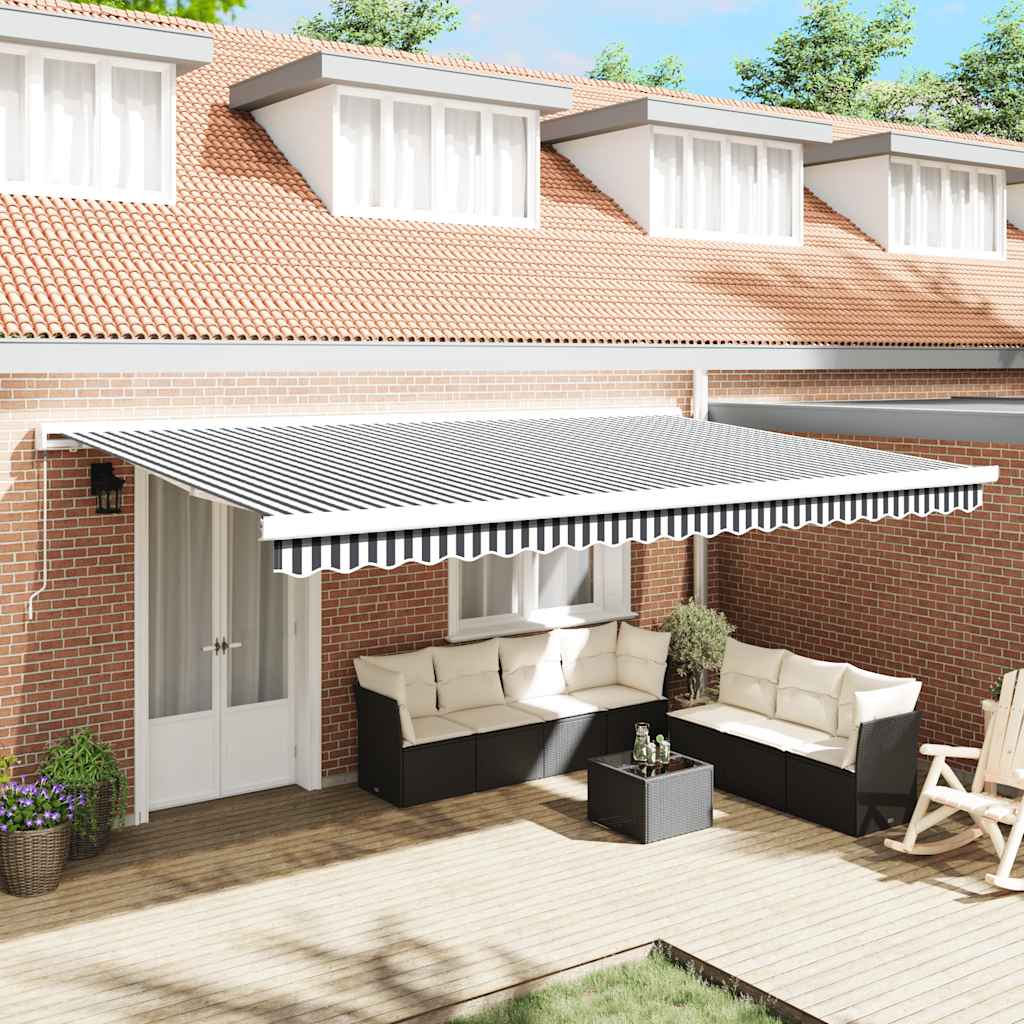 Toldo Retráctil Aluminio Y Tela Gris Antracita Y Blanco 5x3 M_1