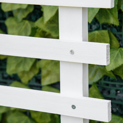 Outsunny Jardinera Con Enrejado Madera Con Ruedas Soporte Para Trepadora Blanco_4