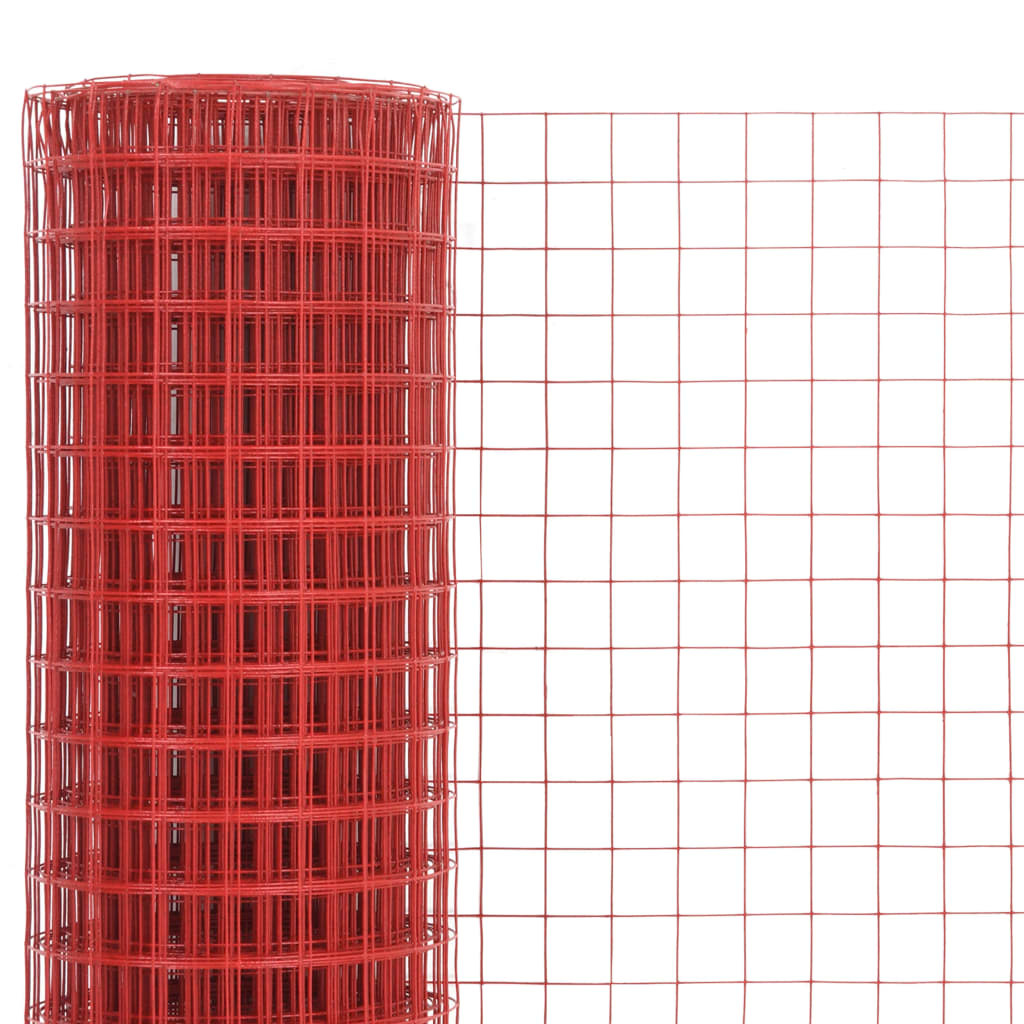 Alambrada De Gallinero Acero Revestimiento Pvc Rojo 25x1 M / Vetonek_3