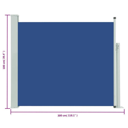 Vidaxl Toldo Lateral Retráctil De Jardín Azul 100x300 Cm_2