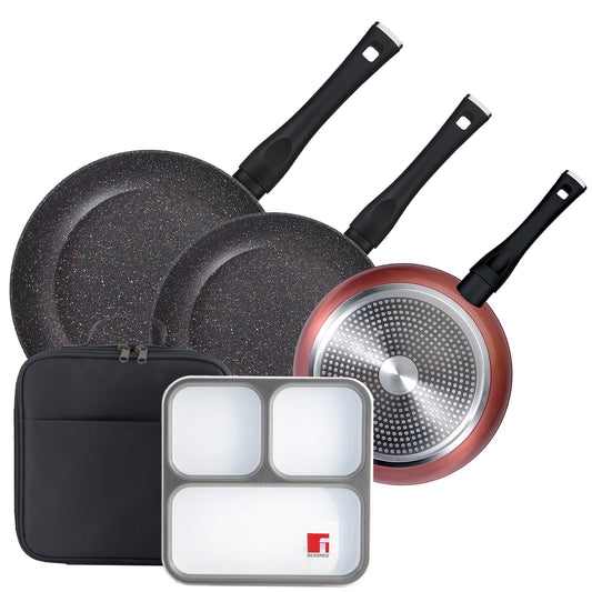 Pack De 3 Sartenes Ø20/24 Y 28 Cms + Set Hermético Ultra Fino Con Bolsa Isotérmica_0