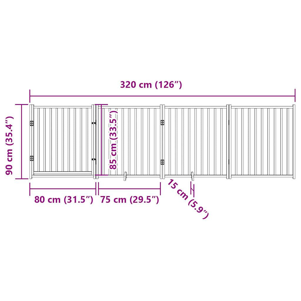 Vidaxl Puerta De Perros Plegable 4 Paneles Madera Abeto Marrón 320 Cm_2