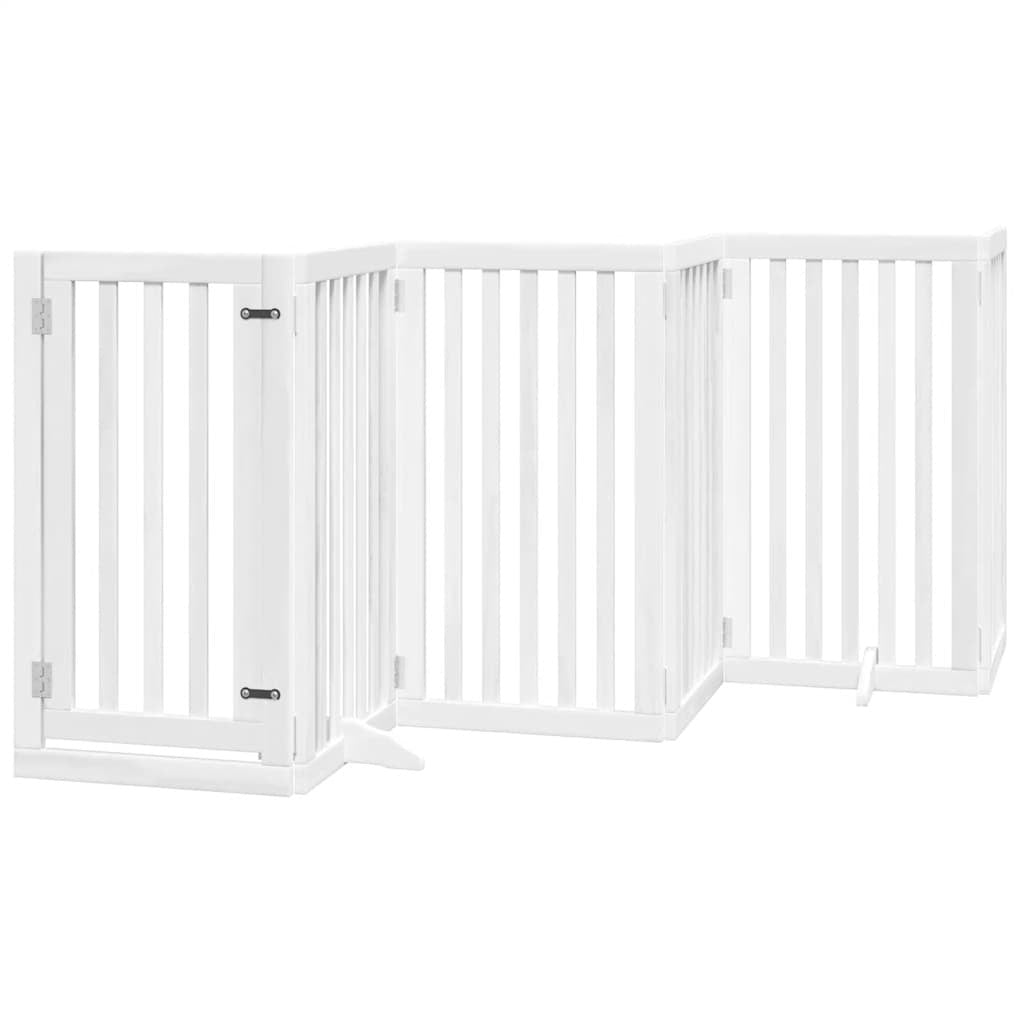 Vidaxl Puerta De Perros Plegable 15 Paneles Madera Álamo Blanca 750 Cm_0