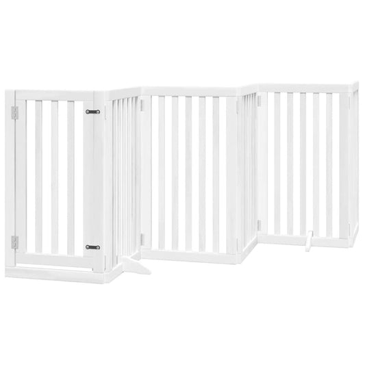 Vidaxl Puerta De Perros Plegable 15 Paneles Madera Álamo Blanca 750 Cm_0
