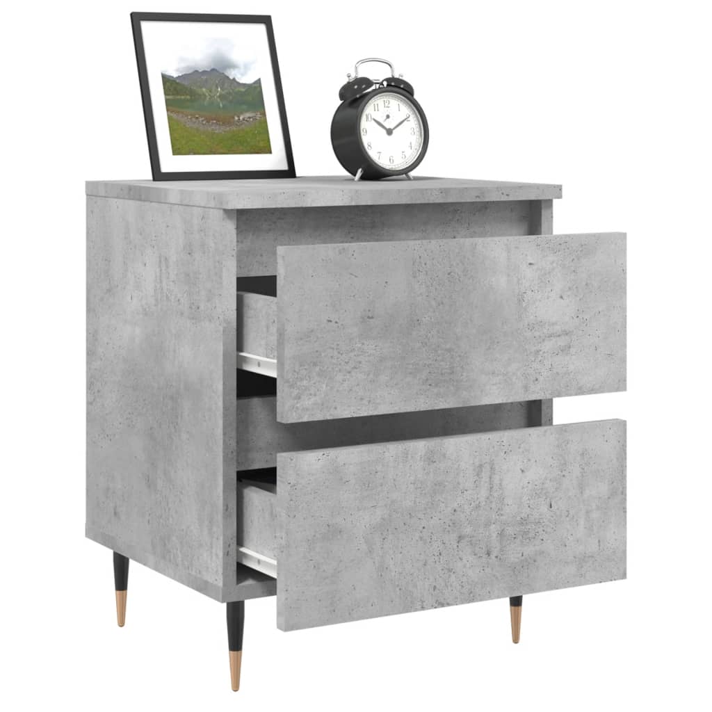 Mesita De Noche Madera De Ingeniería Gris Hormigón 40x35x50 Cm_2