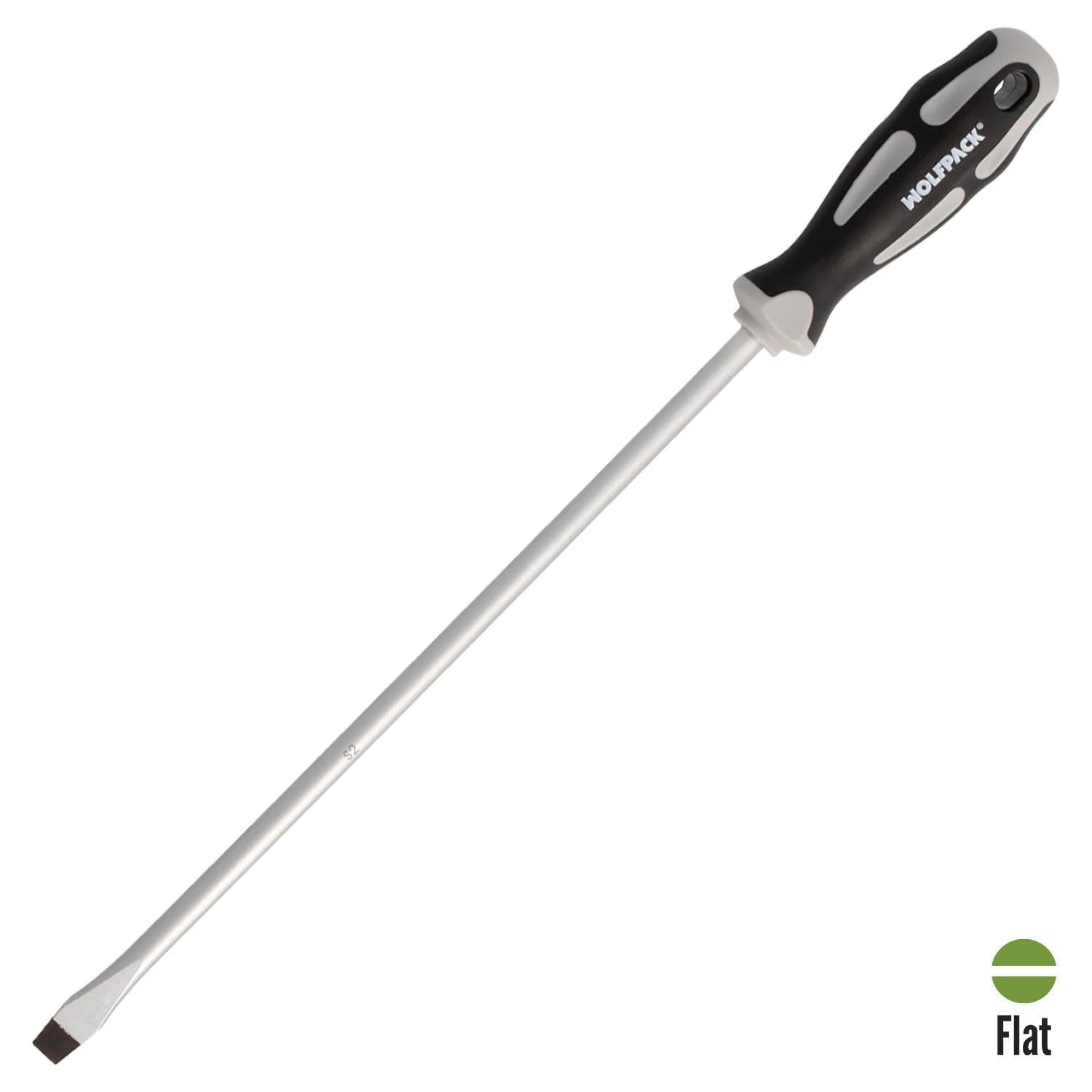 Destornillador Plano Estampado Acero S2 Mango Tpr Bimaterial. Medida 1,6 X Ø 9,0 X 300 Mm.  Din5265_0