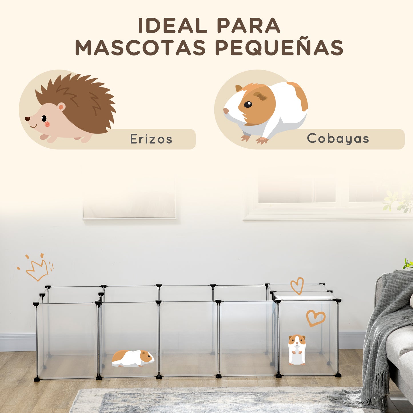 Pawhut Valla Para Mascotas Diy Con 20 Paneles De Resina 175x70x45 Cm Blanco_3