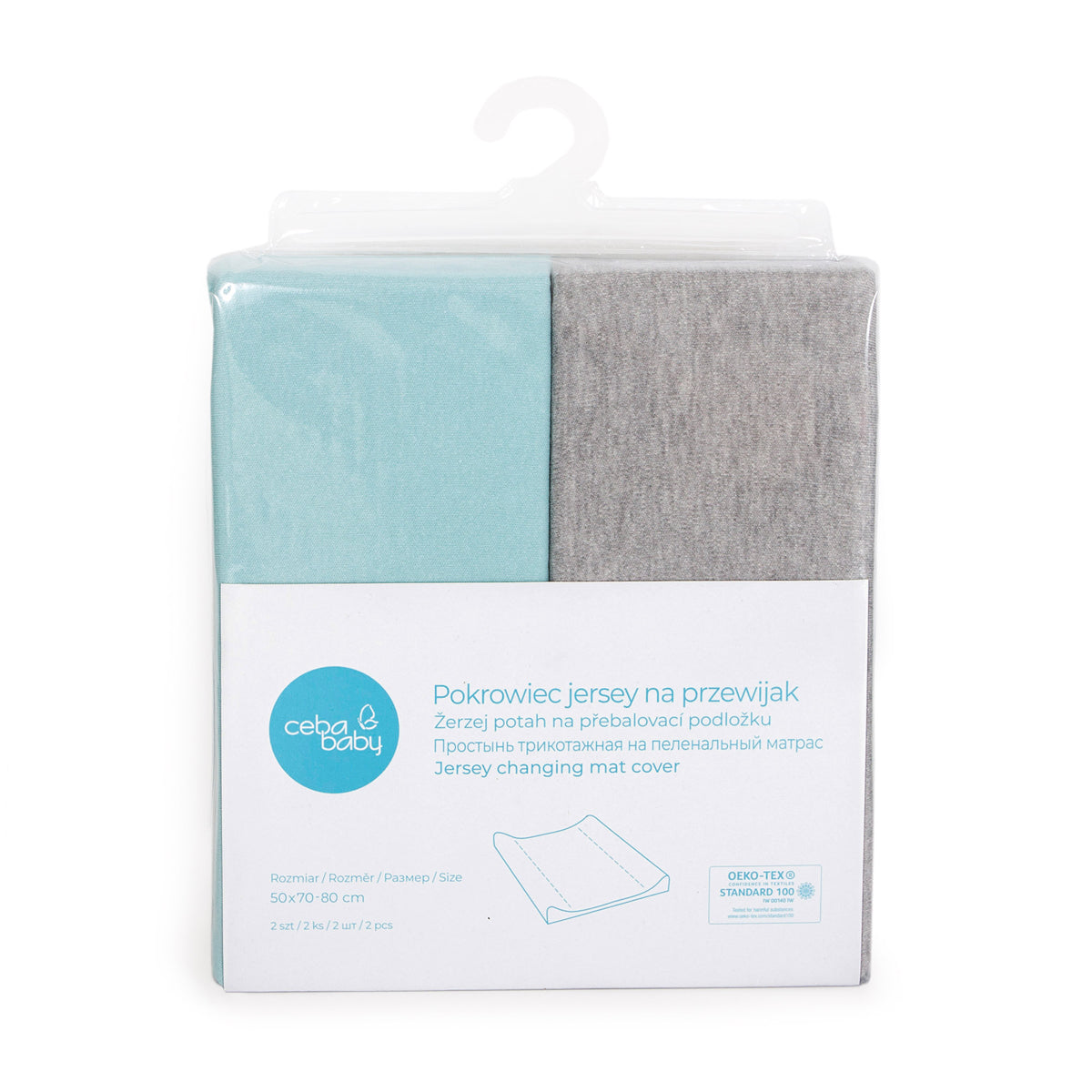 Pack De 2 Fundas Para Cambiador Light Grey Melange + Turquoise 50x70-80 Cm_4