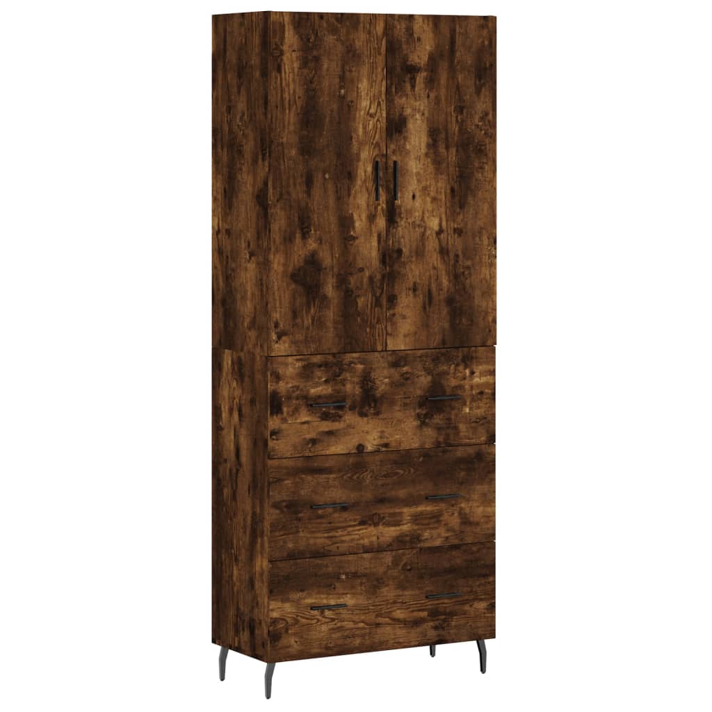 Aparador Alto Madera Contrachapada Roble Ahumado 69,5x34x180 Cm_1