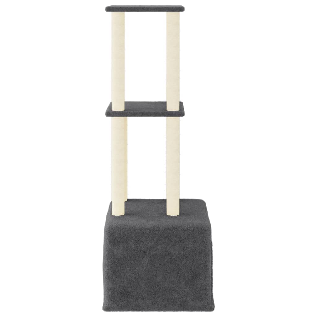 Rascador Para Gatos Con Postes De Sisal Gris Oscuro 133,5 Cm_3