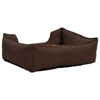 Cama De Perro De Felpa Apariencia De Lino Marrón 85,5x70x23 Cm / Vetonek_0